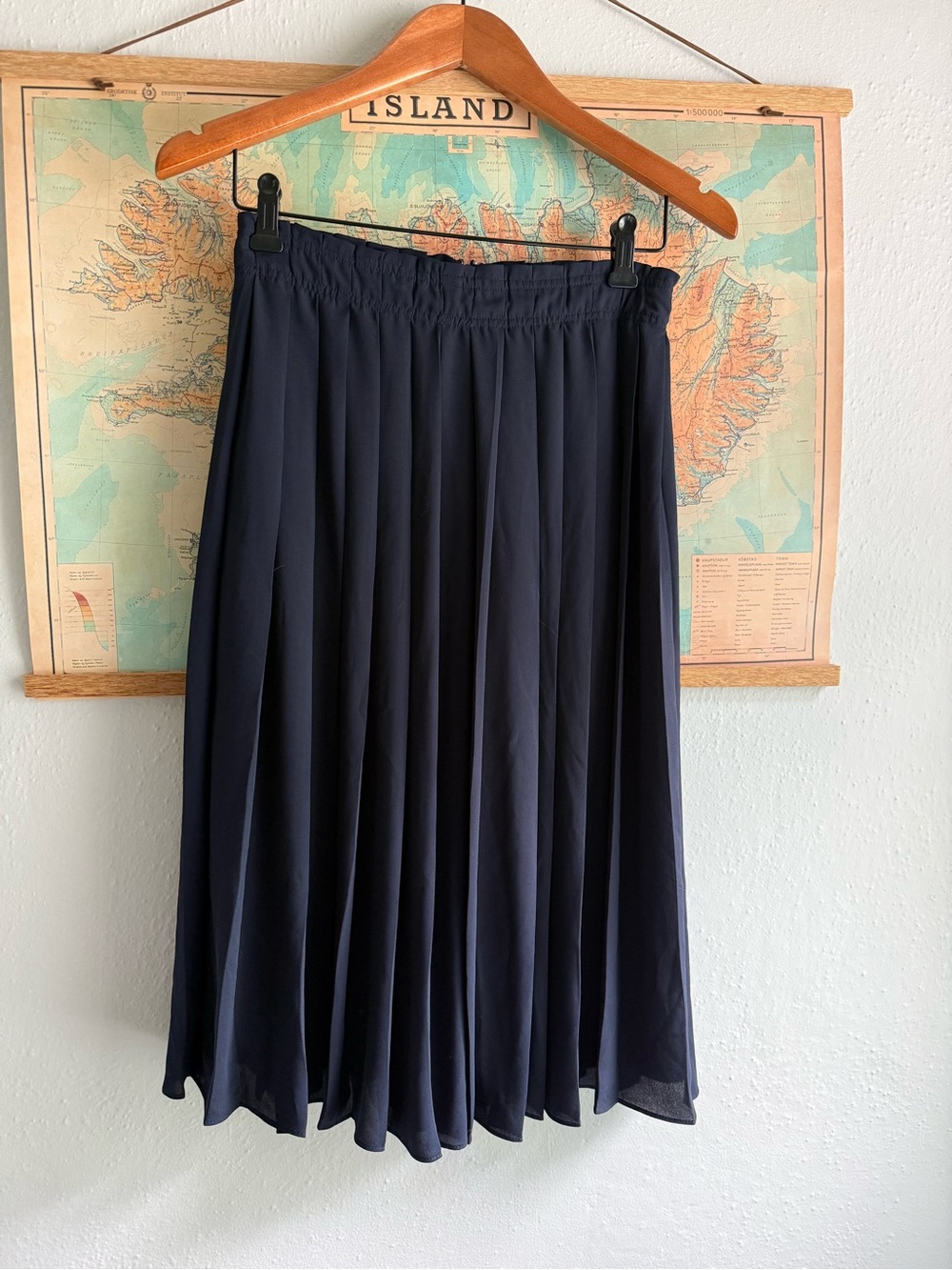 J. Crew Navy Pleated Midi Skirt